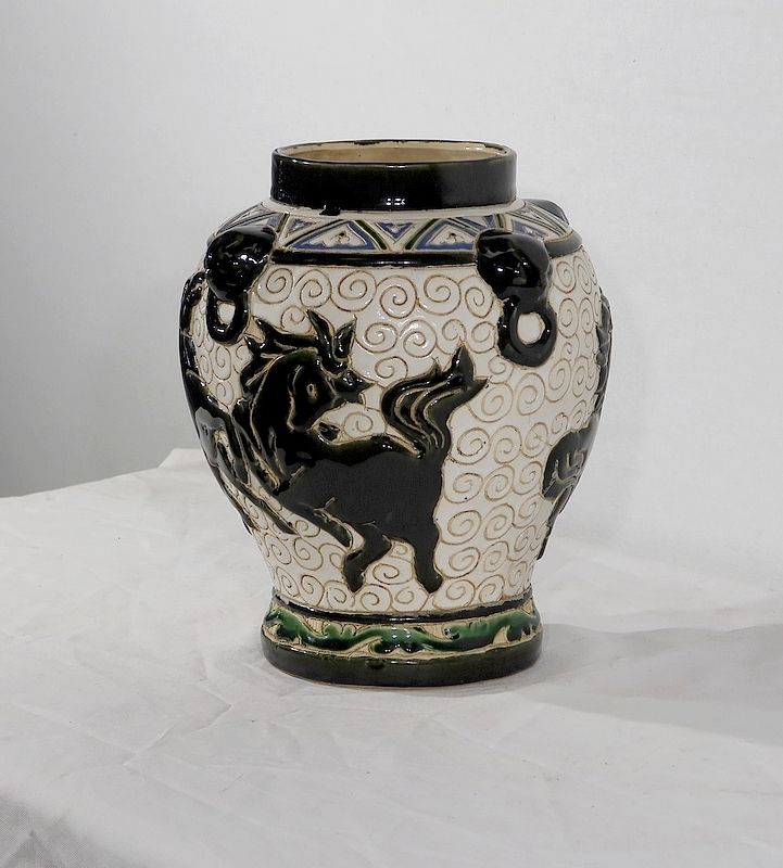 Glazed Ceramic Vase, China, 2nd Part Of The 19th Century photo for sale