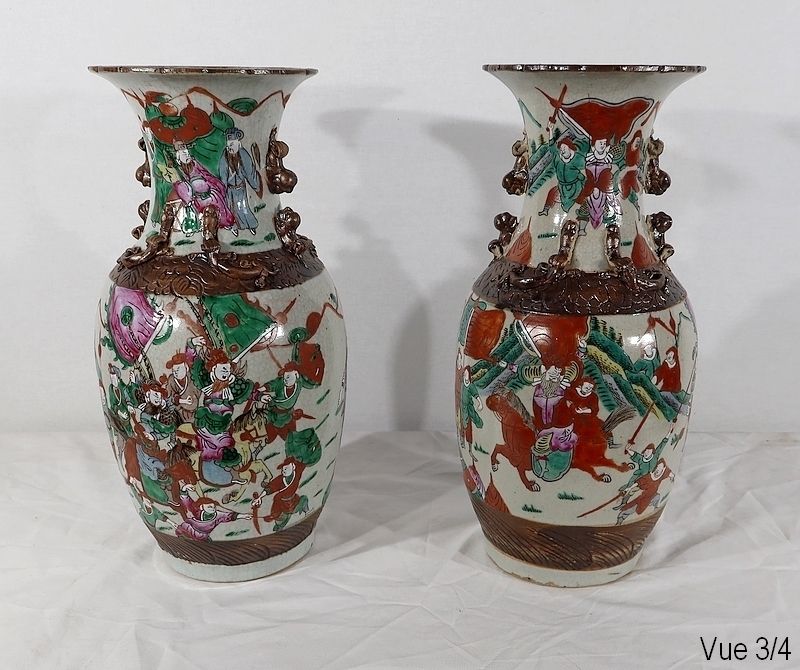 Pair Of Nanking Porcelain Vases, China   Late 19th Century photo vinterior