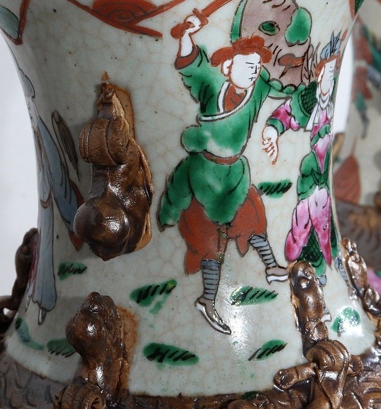 photo for sale Pair Of Nanking Porcelain Vases, China   Late 19th Century