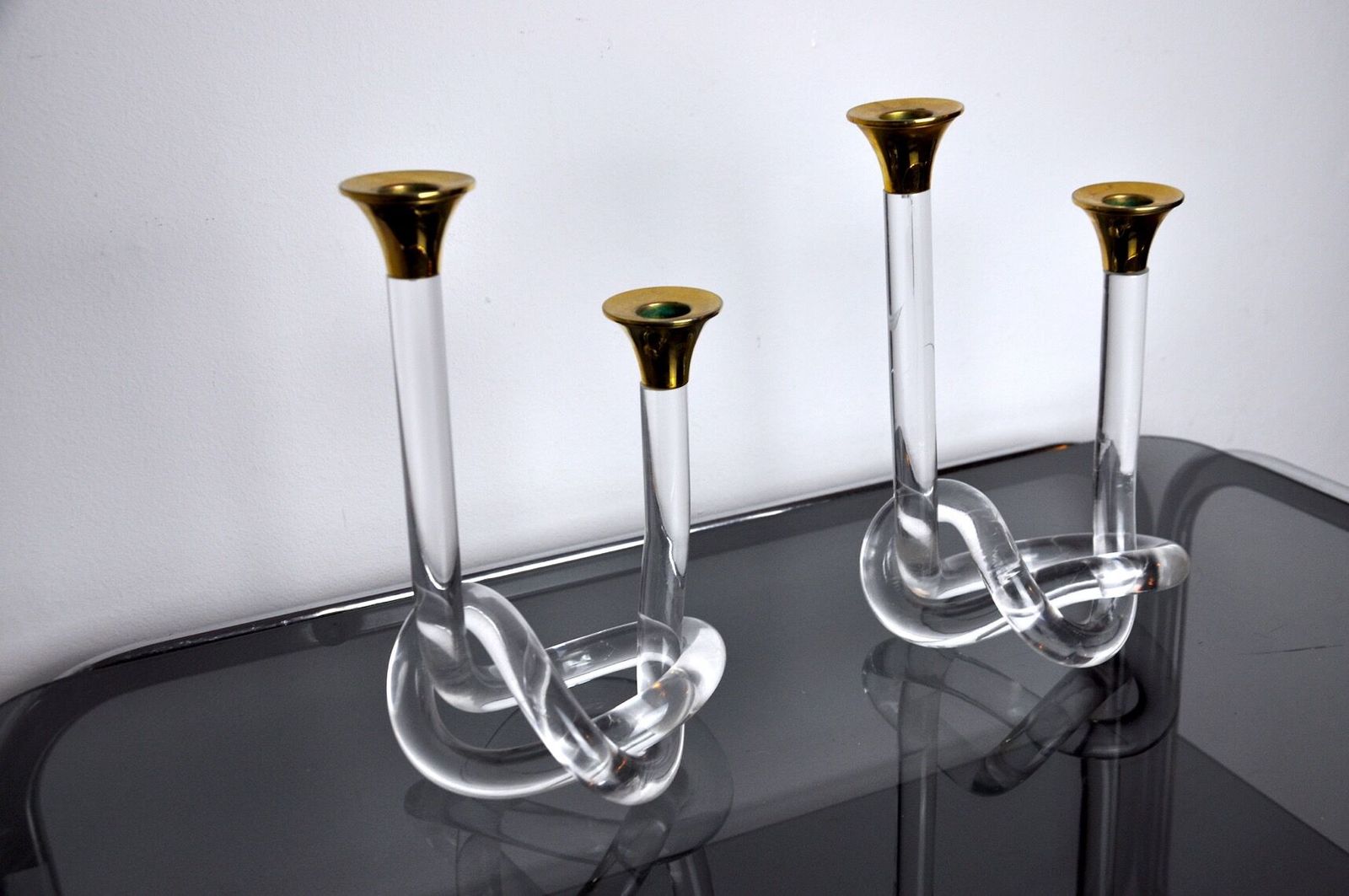 Pair Of Candle Holders Dorothy Thorpe Lucite 1970 photo for sale
