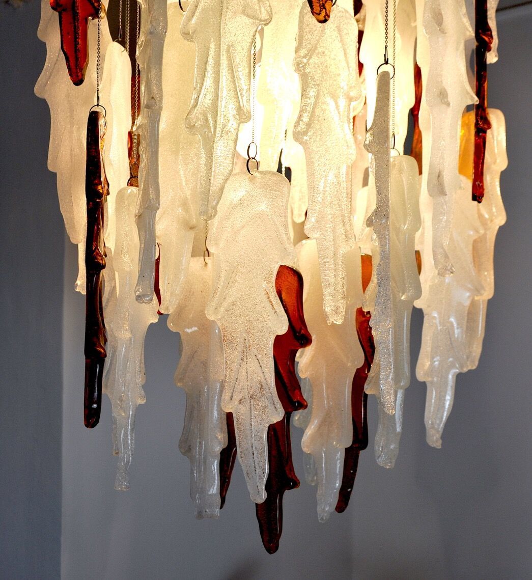 Two Tone Waterfall Chandelier Poliarte By Albano Poli Murano 1970 Italy photo buy