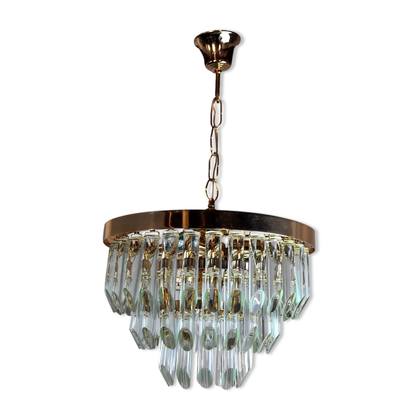 Venini Glass Chandelier 3 Levels Italy 1970 photo vintage