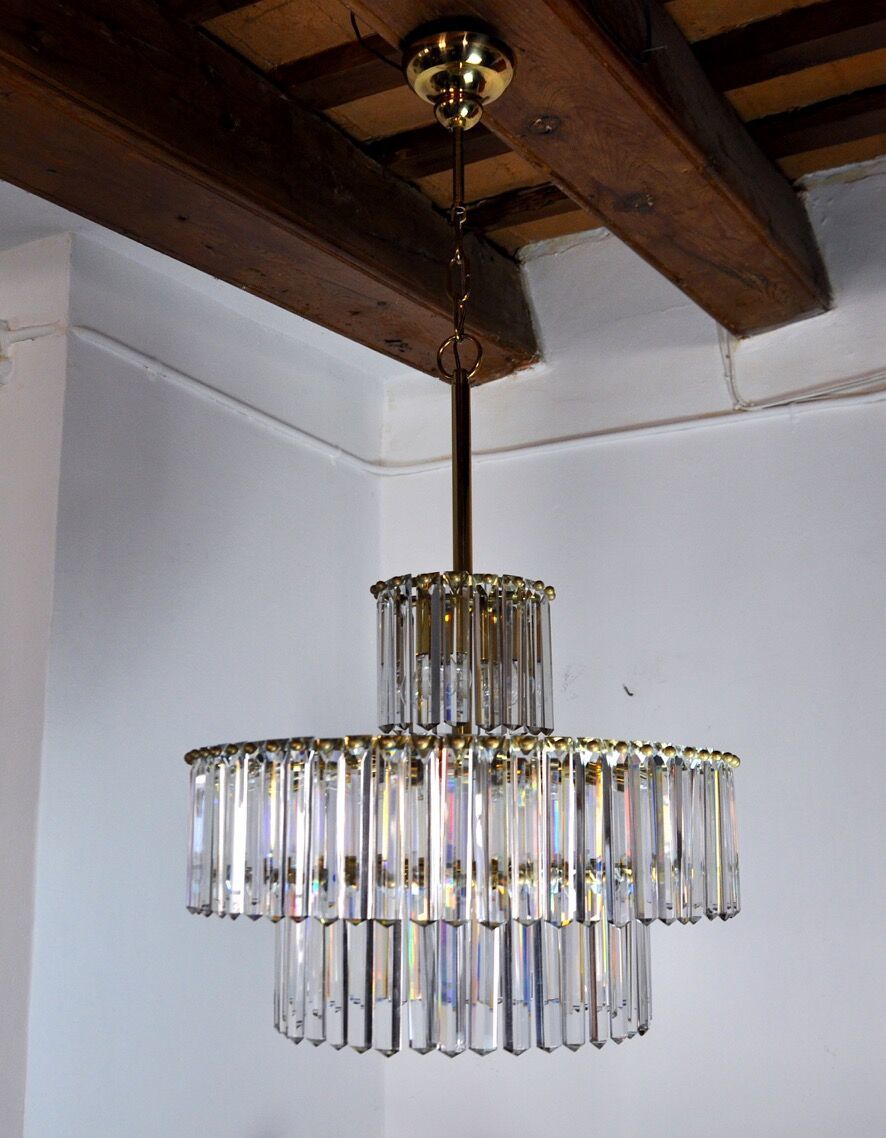 Kinkeldey Chandelier 3 Levels Germany 1970 photo vintage
