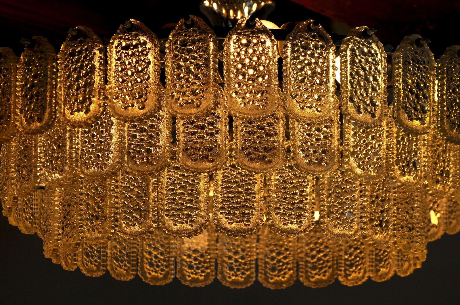 Kinkeldey Chandelier 3 Levels Crystals Germany 1970 photo vintage