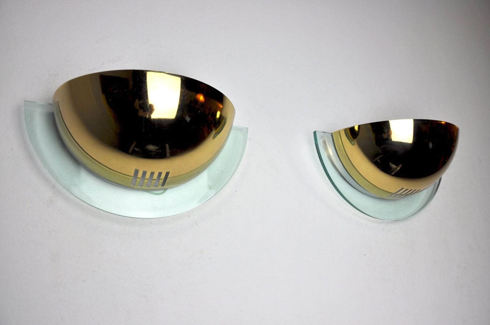 Pair Of Regency Wall Lamps By Gs Demi Lunes Germany 1970 photo for sale