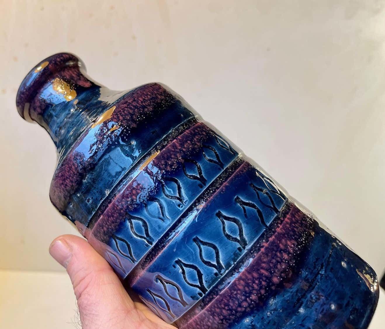 Italian Stoneware Vase In Blue And Purple Glaze From Bitossi, 1960s photo furniture