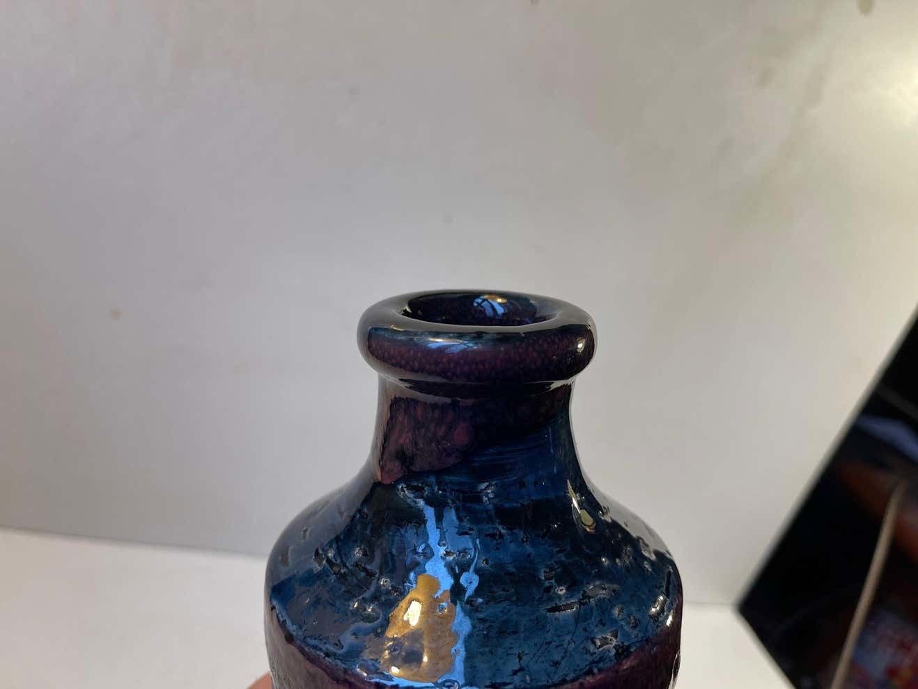 photo furniture Italian Stoneware Vase In Blue And Purple Glaze From Bitossi, 1960s