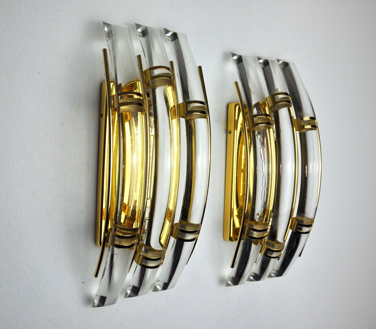 Paired Of Venini Wall Lamps, Murano Glass, Italy, 1970 photo Lighting