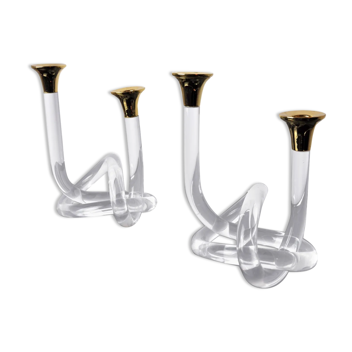 Pair Of Candle Holders Dorothy Thorpe, Lucite, 1970