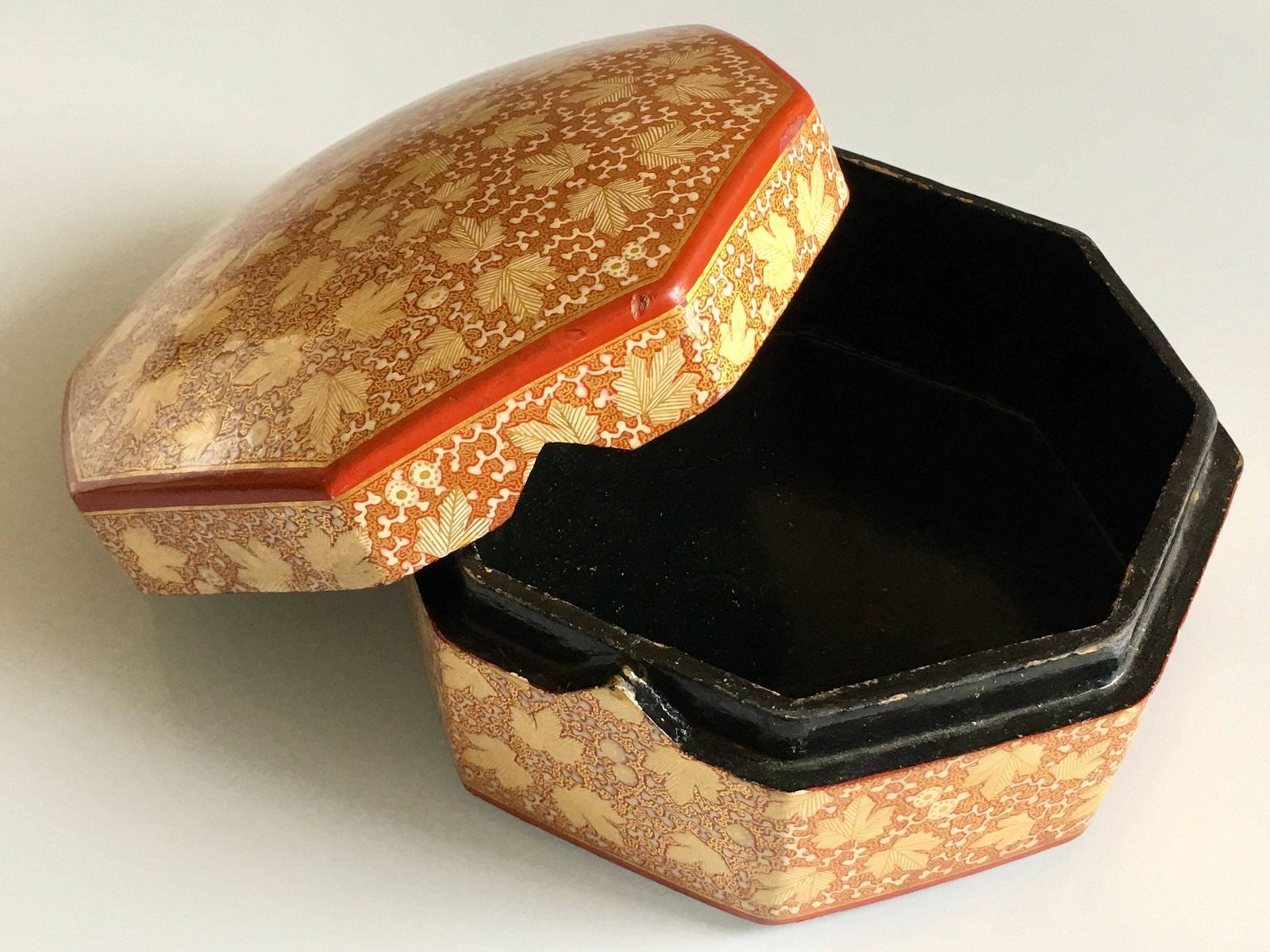 Mid Century Indian Ali Brothers Papier Mache Hand Painted Turban Box photo furniture