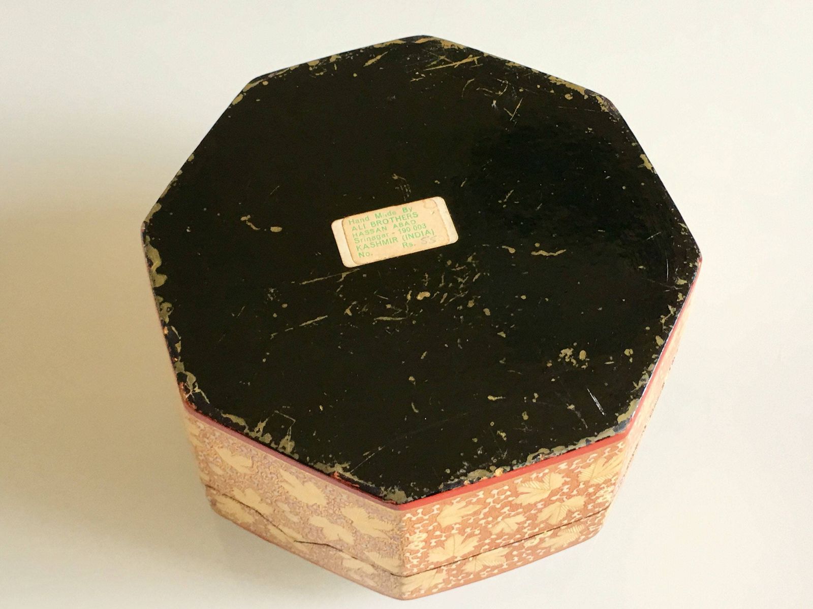 photo furniture Mid Century Indian Ali Brothers Papier Mache Hand Painted Turban Box