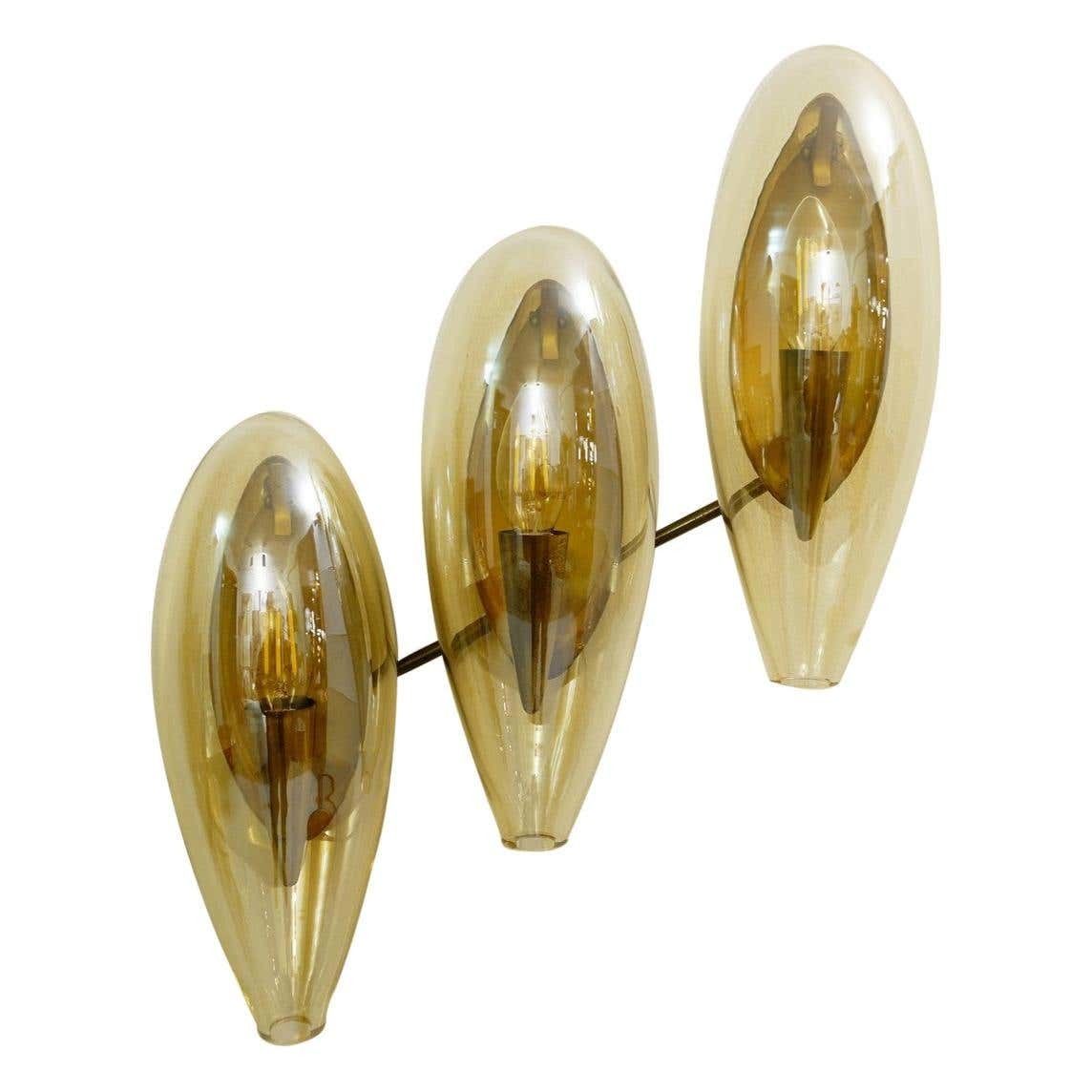 1970's Italian Murano Smoked Glass Sconce In Amber