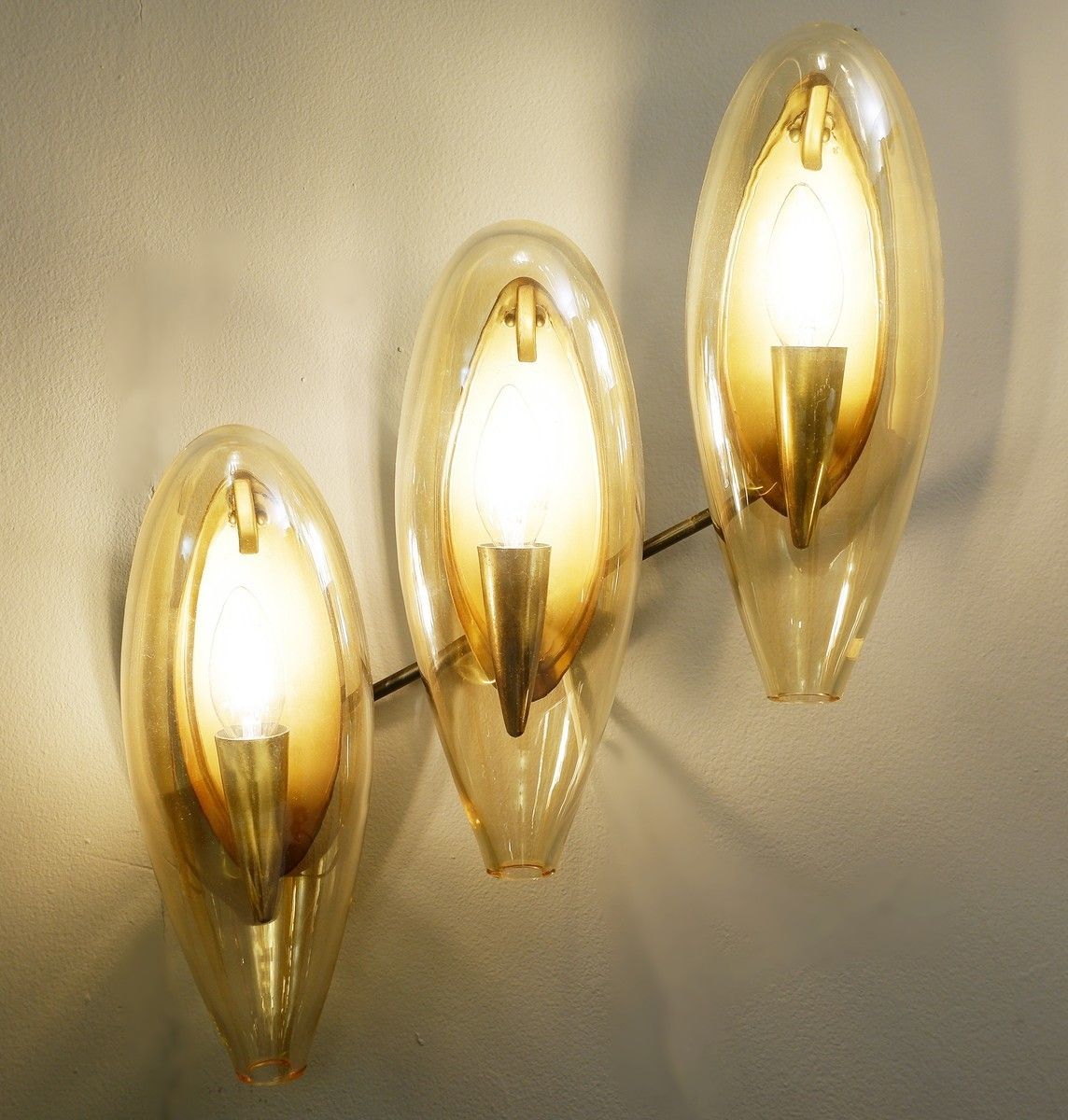 1970's Italian Murano Smoked Glass Sconce In Amber photo furniture