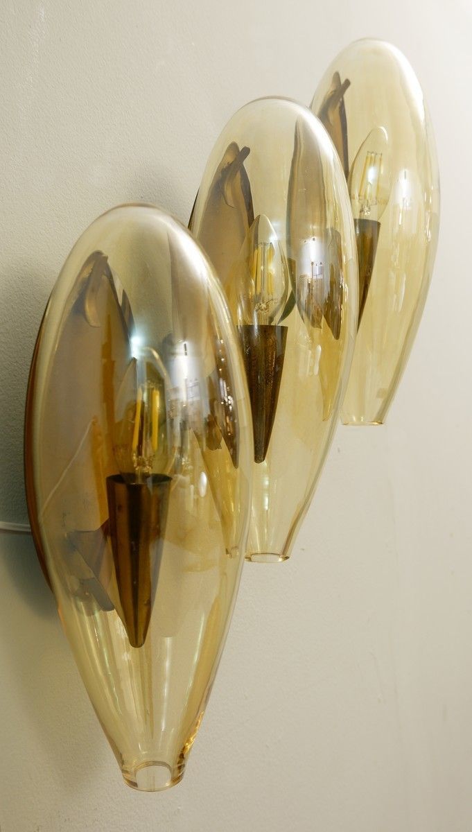 1970's Italian Murano Smoked Glass Sconce In Amber photo for sale