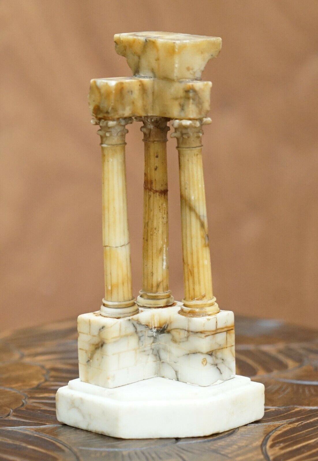 Antique Victorian Marble Roman Ruins Grand Tour Statue Sculpture Columns Pillars photo vintage