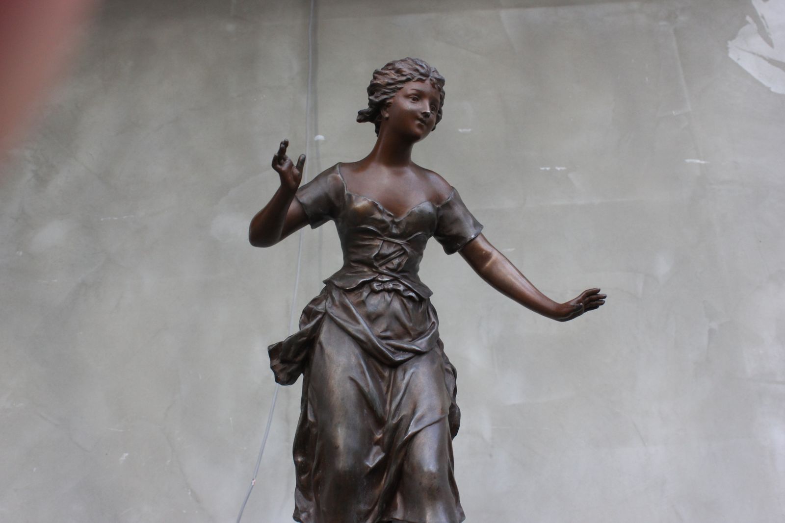 French Original Rancoulet Signed Statue Spelter Beautiful Girl On Wood Base photo furniture