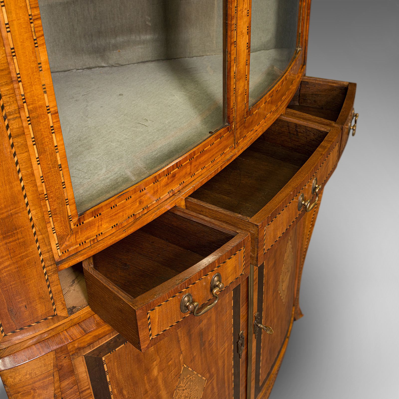 Antique Showcase Corner Cabinet, Dutch, Satinwood, Display Case, 1880 photo buy