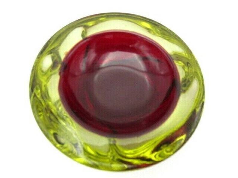 Jelly Mould Bowl Rare Red Yellow Murano 50s Archimede Seguso Sommerso Art Glass photo Home Decor