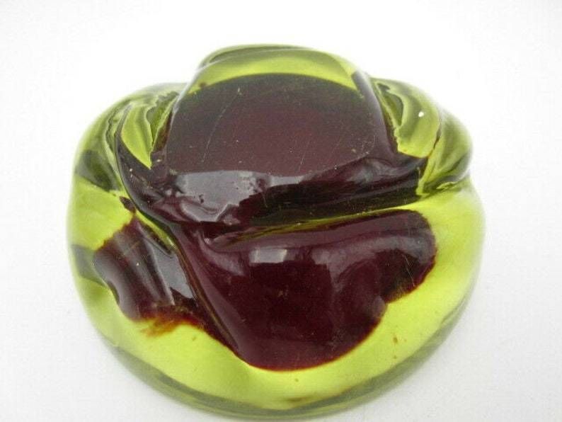 Jelly Mould Bowl Rare Red Yellow Murano 50s Archimede Seguso Sommerso Art Glass photo vinterior