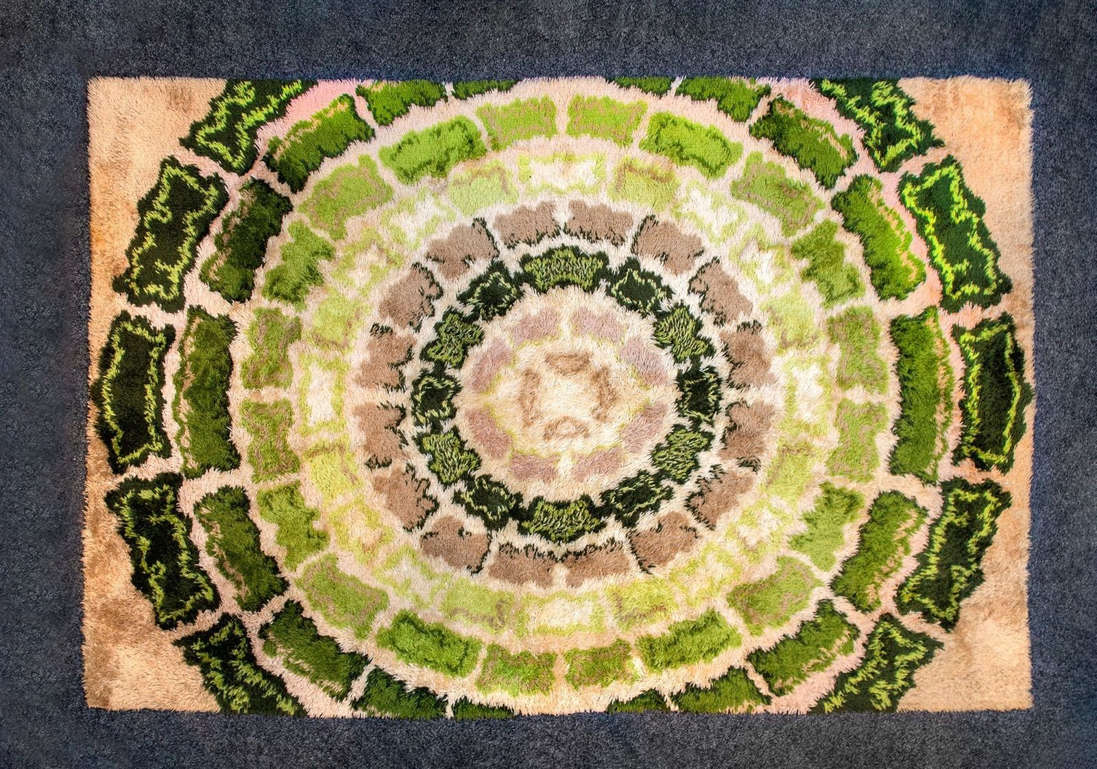 Wool Carpet With Psychedelic Designs Italy 1970s