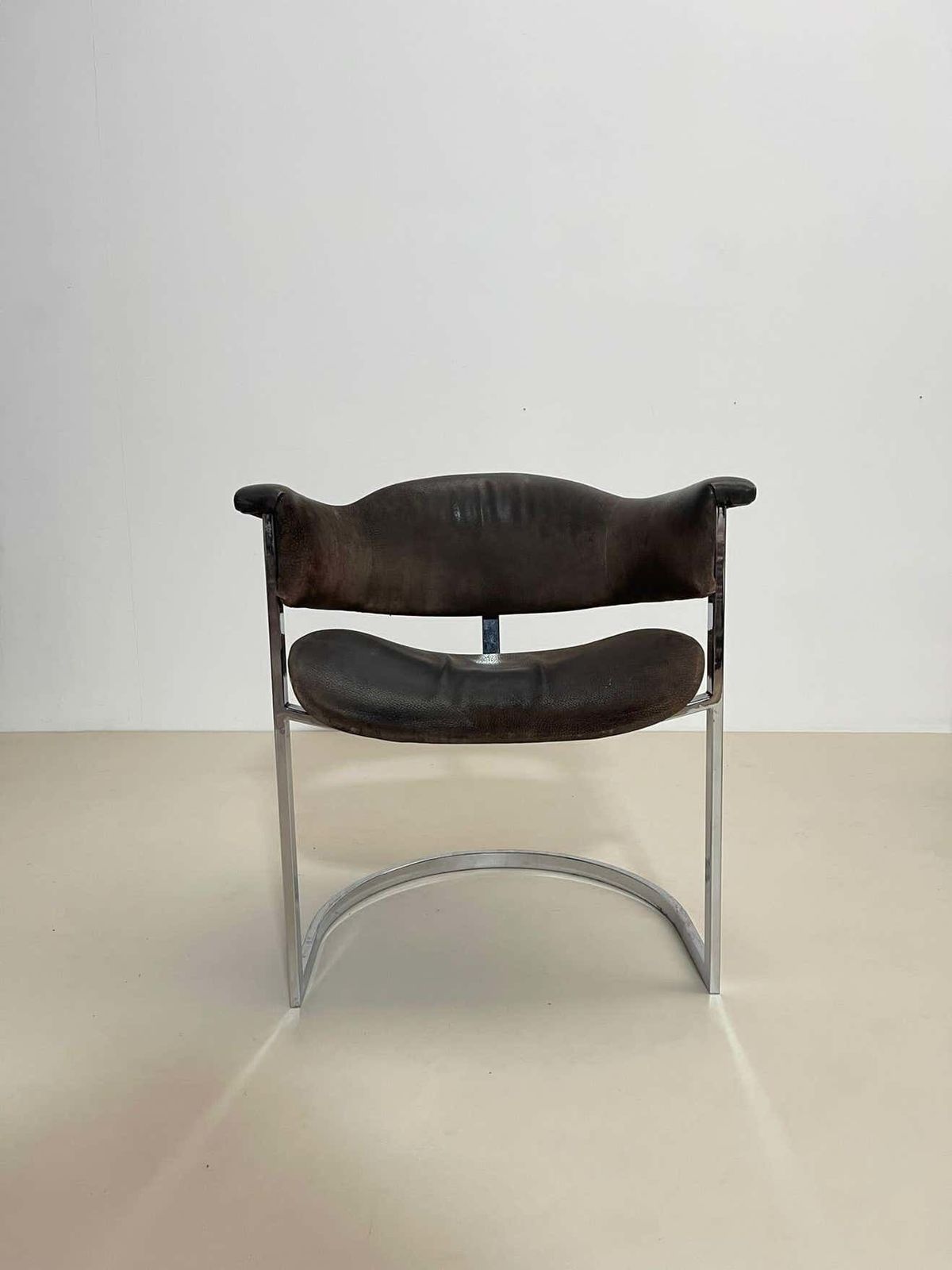 Pair Of Chrome & Leather Armchairs By Vittorio Introini For Mario Sabot, 1970s, photo buy