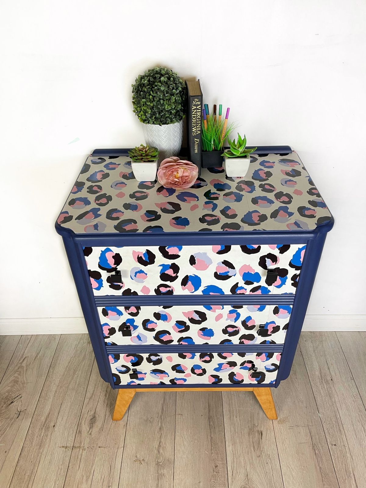 Blue And Pink Leopard Chest Of Drawers photo Furniture