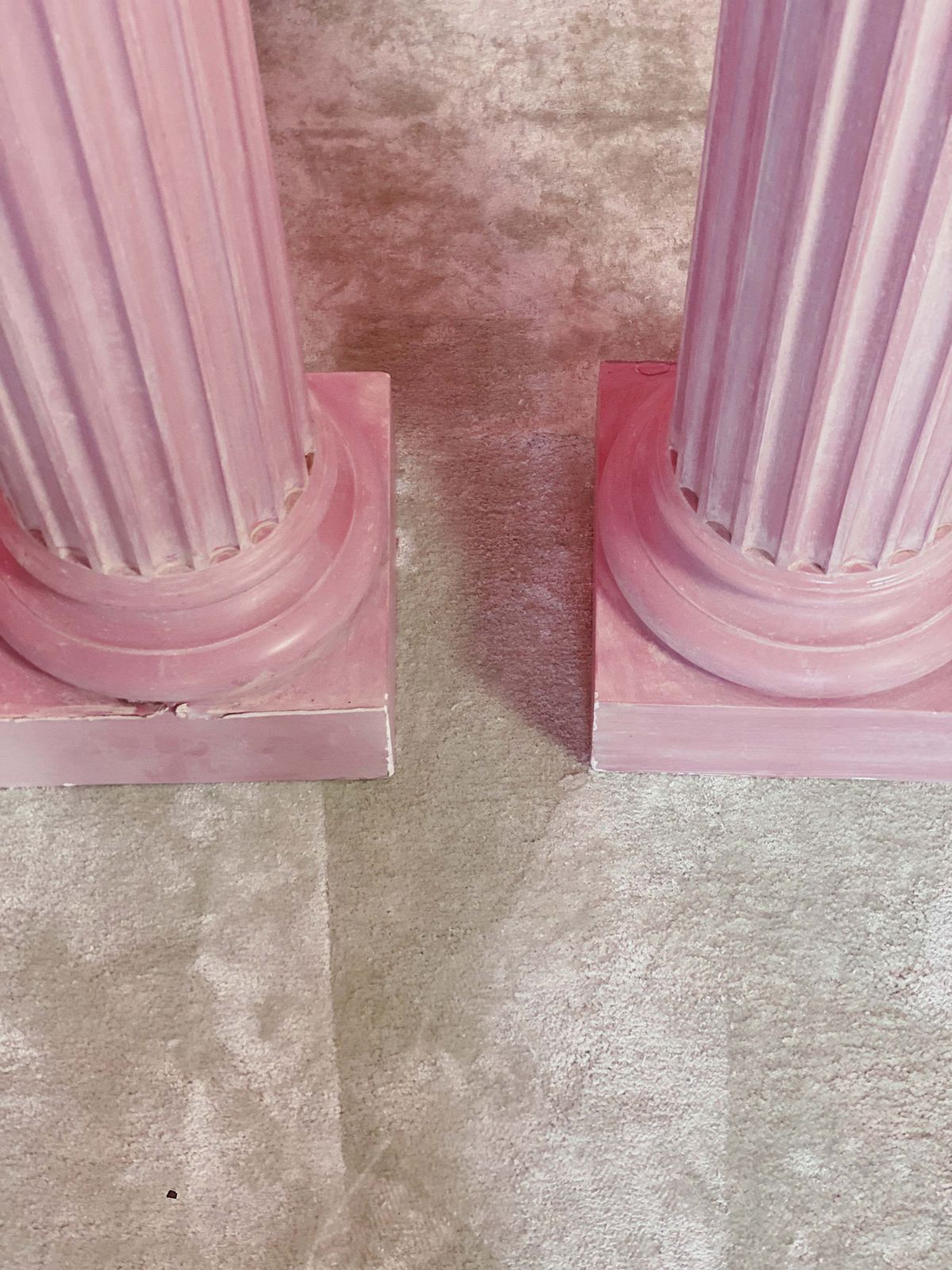 Pair Of Large Pink Plaster Pillars. Italian 1980s photo 1720.0