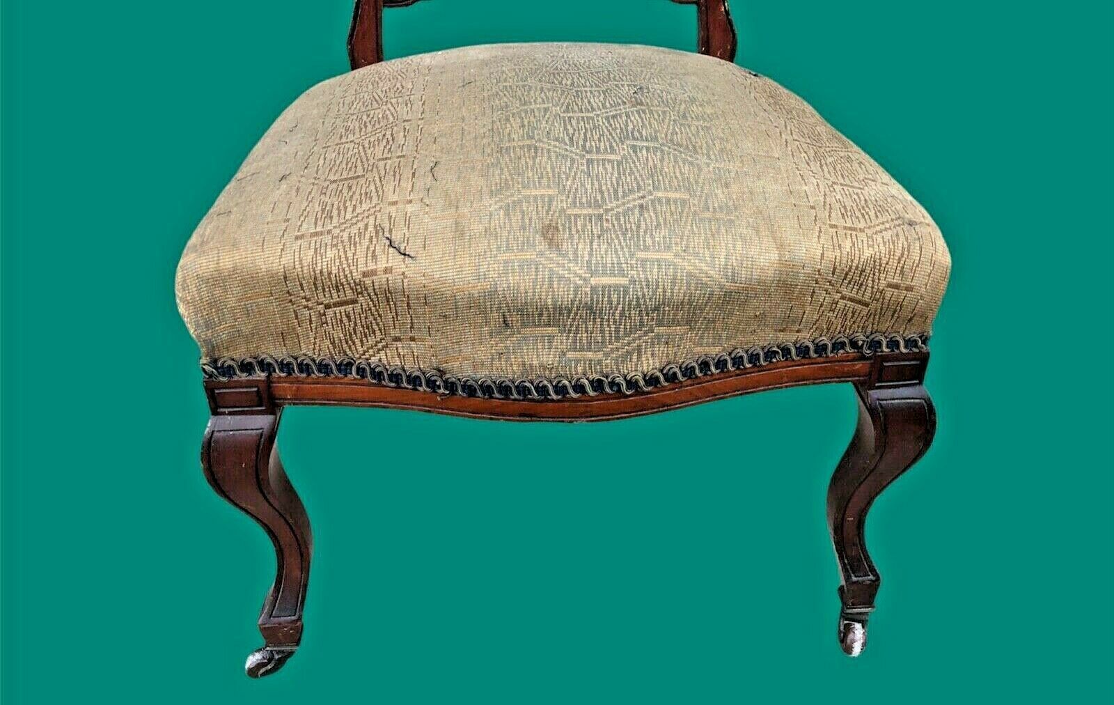 A Pair Of Antique Carved Walnut Nursing Chairs / Bedroom Chairs photo buy