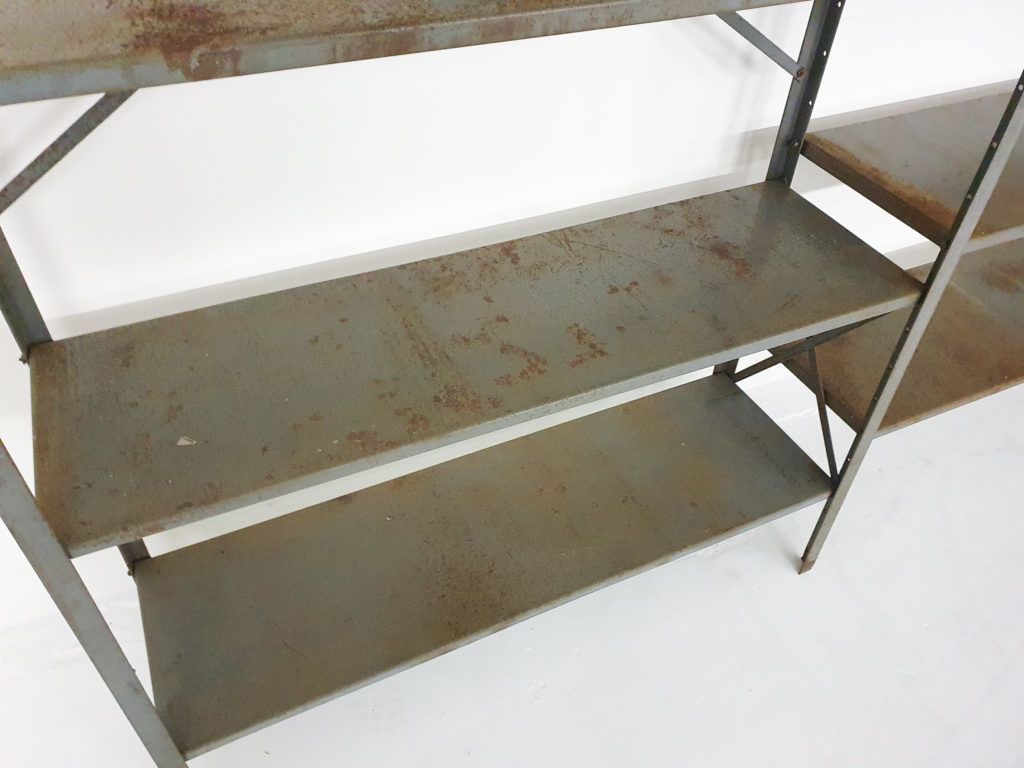 photo buy Large Industrial Metal And Wooden Wall Unit, Attrb Gispen, The Netherlands 1950's