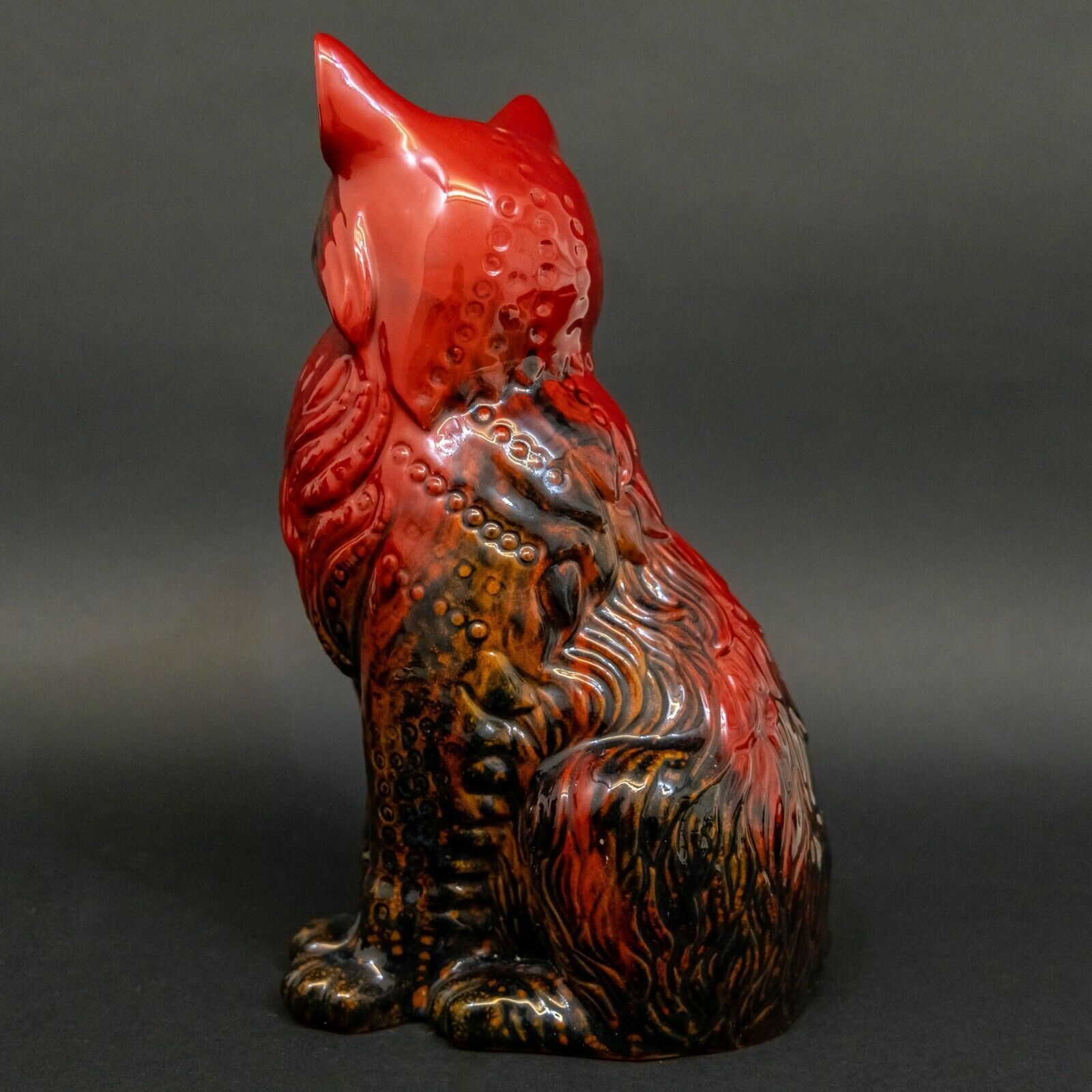Large Royal Doulton Flambe Cat photo vintage