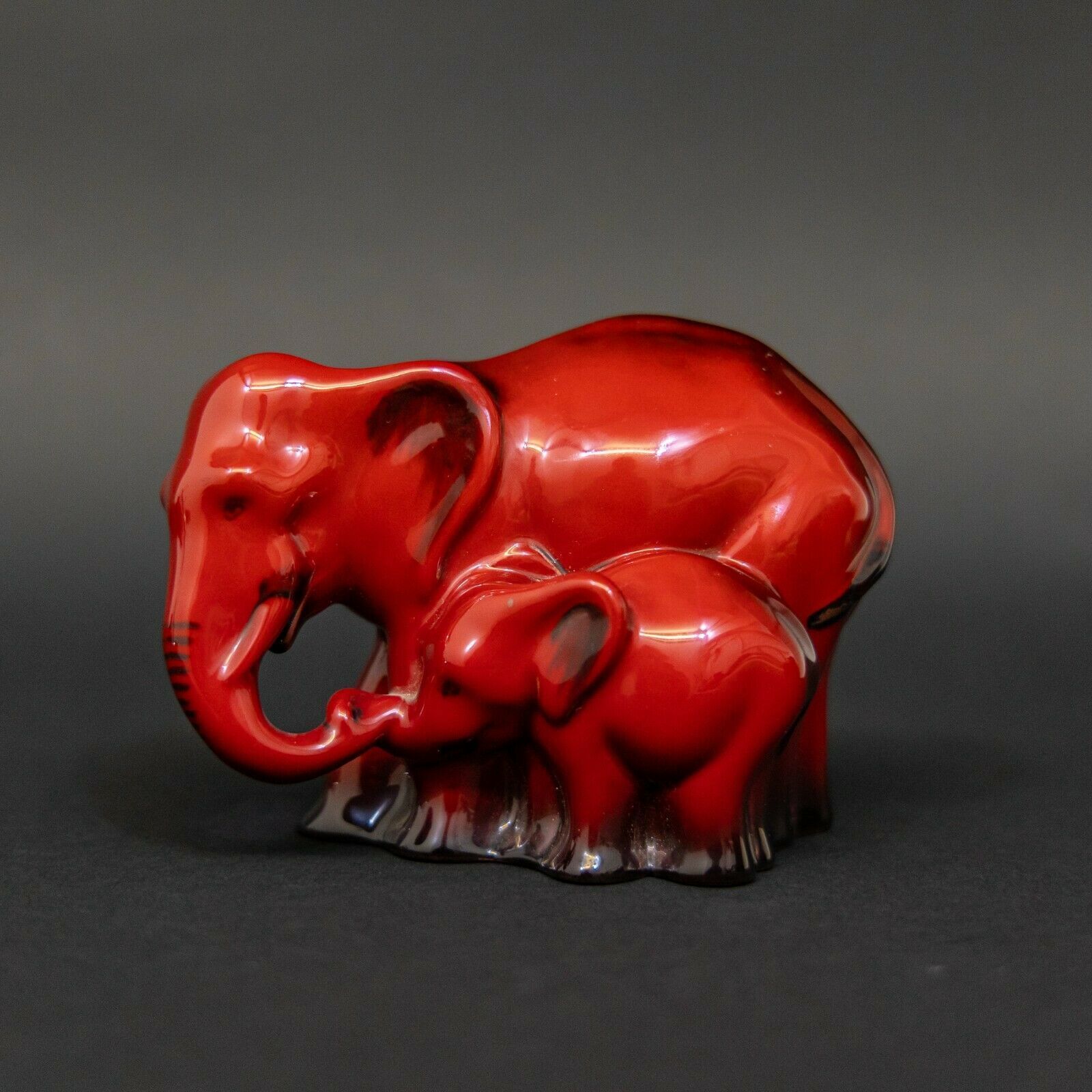 Royal Doulton Flambe Elephant And Young photo Art