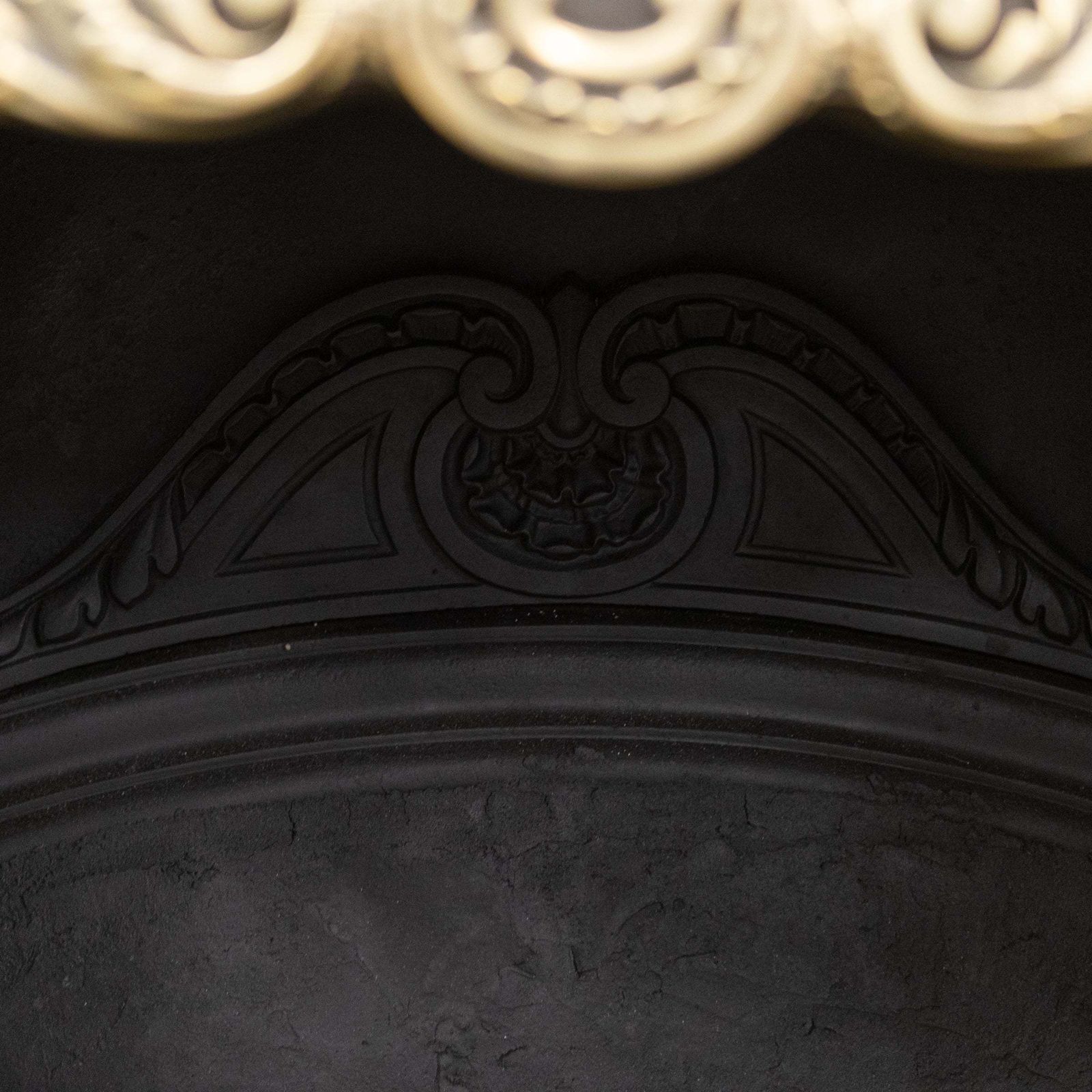 Ornate Antique Polished Cast Iron & Brass Fireplace Insert photo vinterior