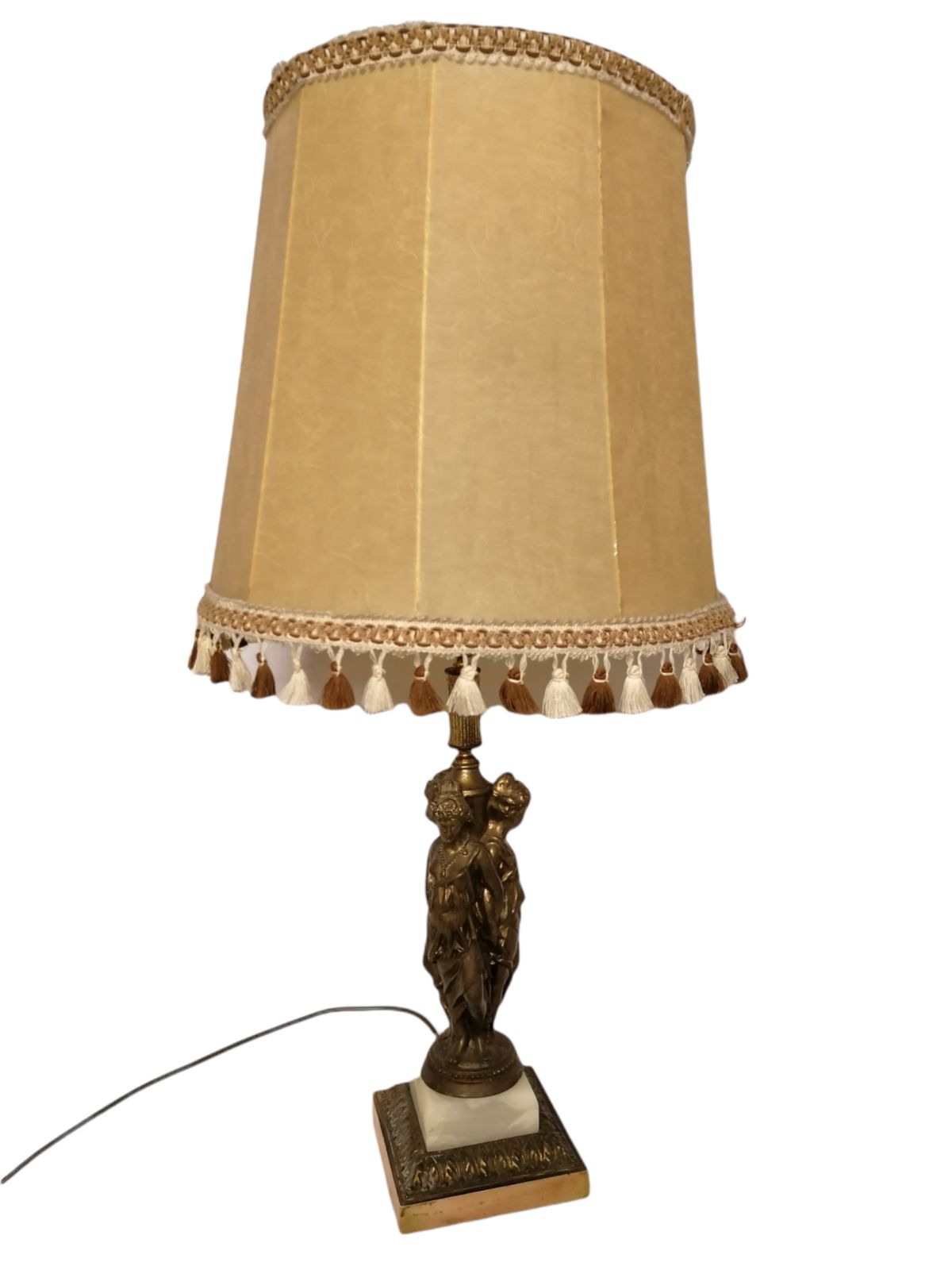 Italian Antique Handmade Table Desk Bronze Lamp Shade 19th C
