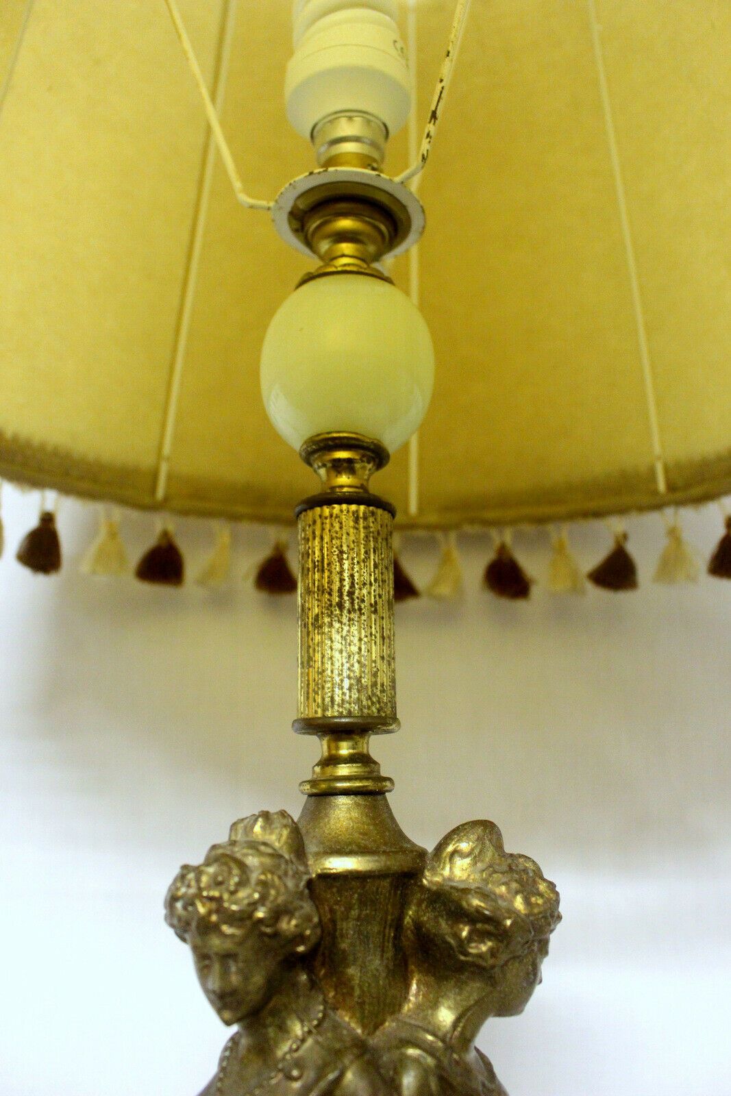 Italian Antique Handmade Table Desk Bronze Lamp Shade 19th C photo furniture