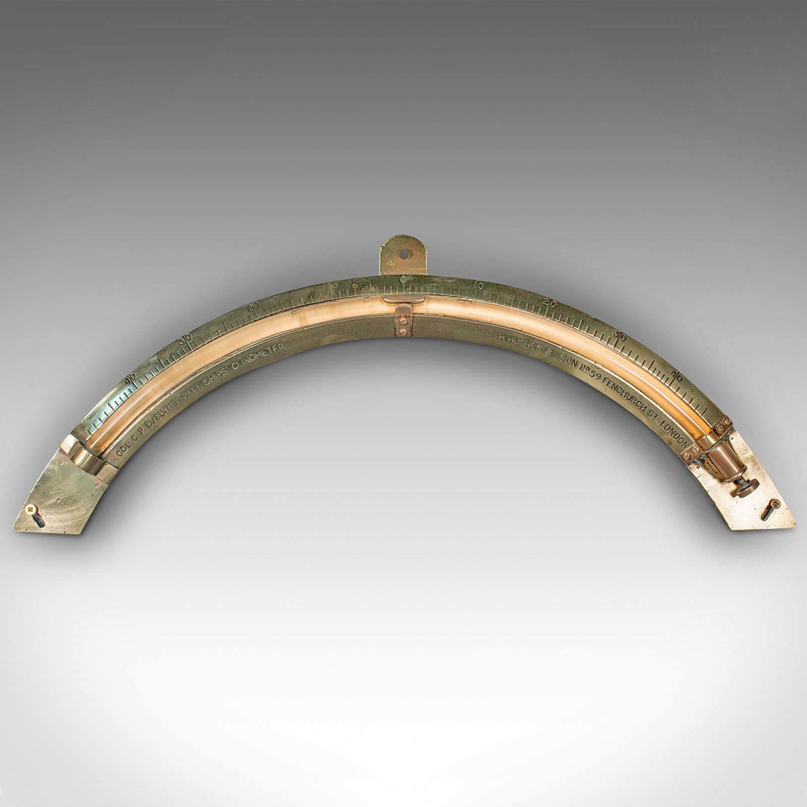 Antique Ship's Clinometer, English, Brass, Maritime Instrument, H Hughes, C.1900 photo 1395.0