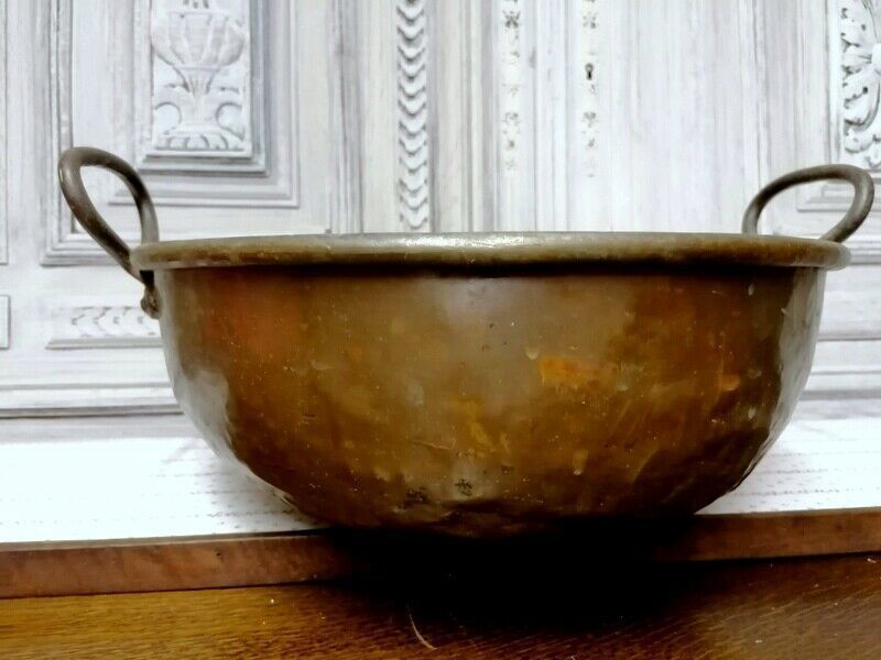Antique Hanging French Hammered Copper Flower Pot Log Fireplace photo Home Decor