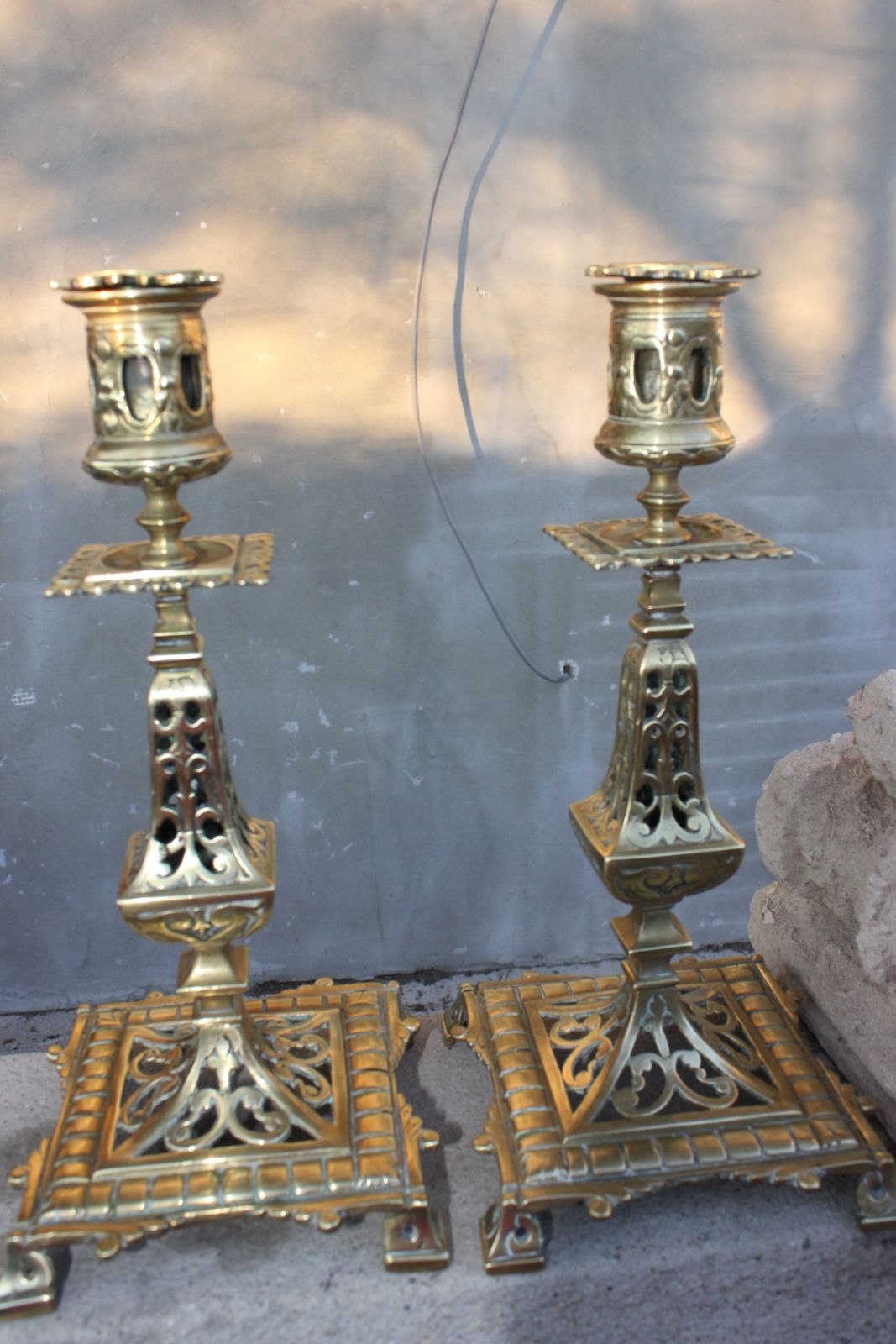 Two Antique Bronze Candle Holders French Style photo 173.0