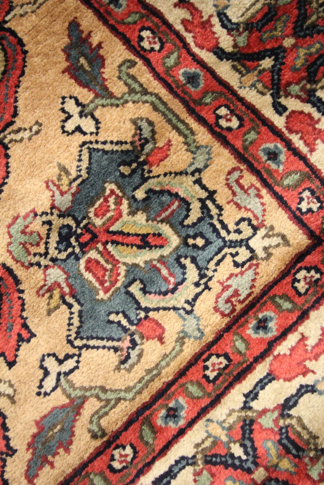 photo furniture New Handmade Vintage Cream Wool Indian Area Rug, 2000s