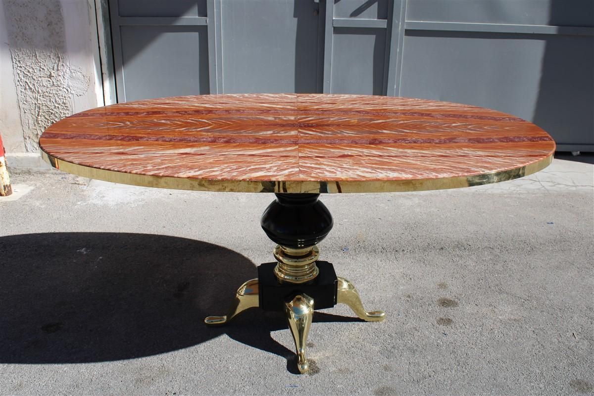 Mid Century Oval Dining Table Melchiorre Bega  Onix Tanzania Brass photo furniture