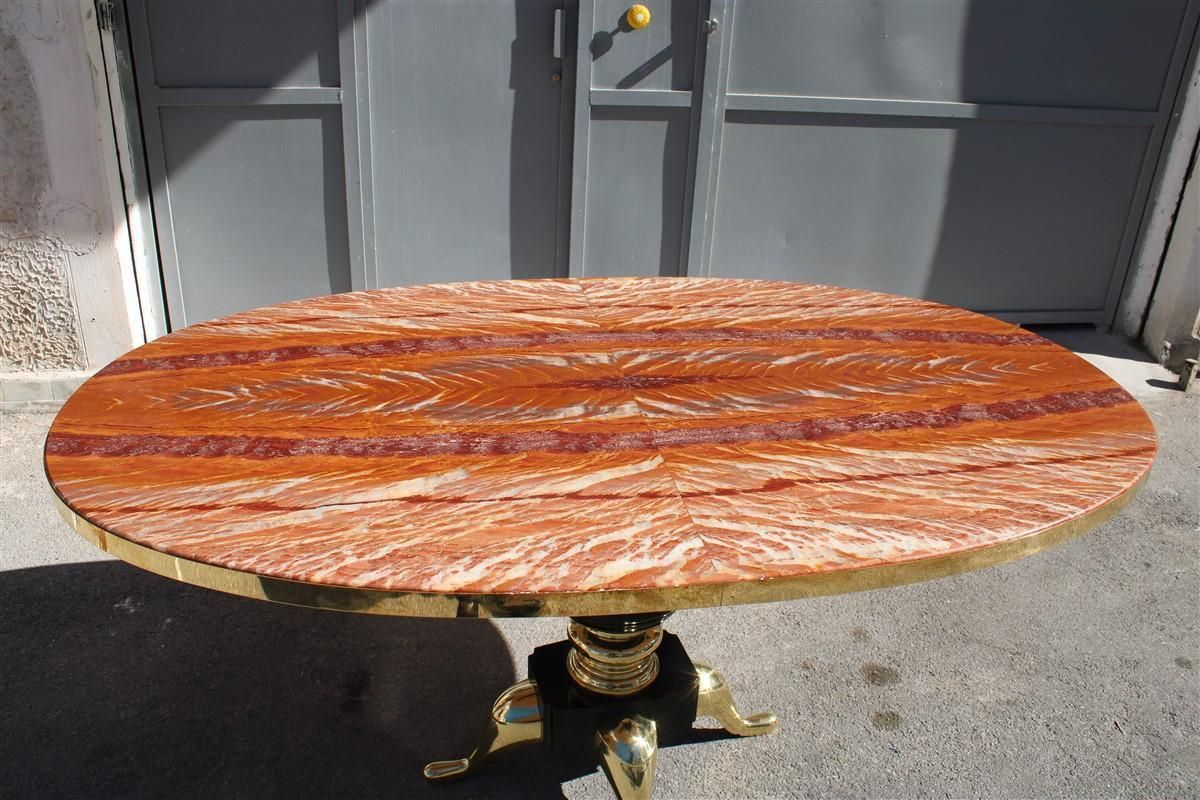 Mid Century Oval Dining Table Melchiorre Bega  Onix Tanzania Brass photo buy