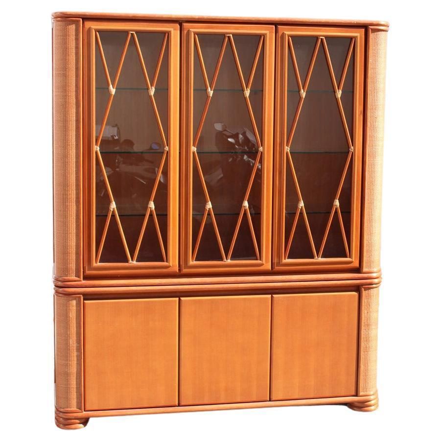 Buffet Showcase In Bamboo Wood And Rattan Productions Roberti 1970