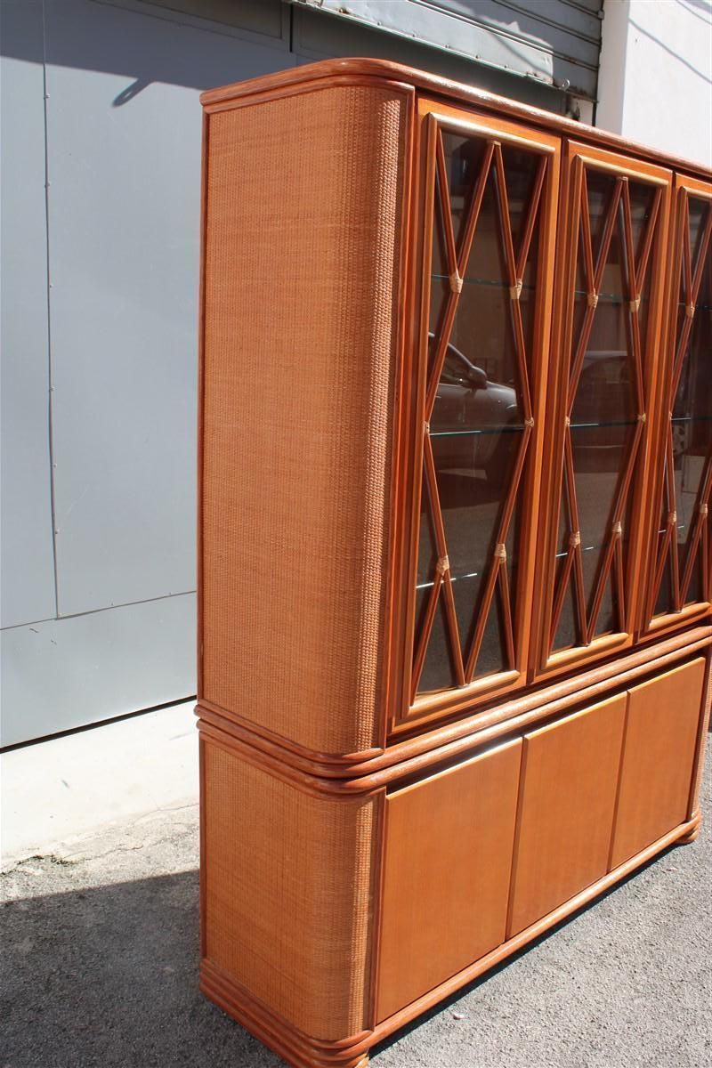 Buffet Showcase In Bamboo Wood And Rattan Productions Roberti 1970 photo for sale