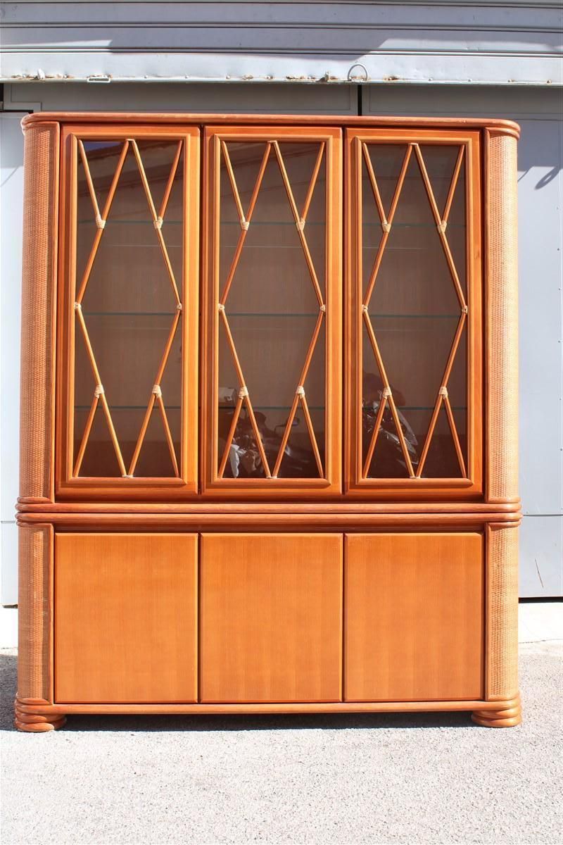Furniture Buffet Showcase In Bamboo Wood And Rattan Productions Roberti 1970 photo