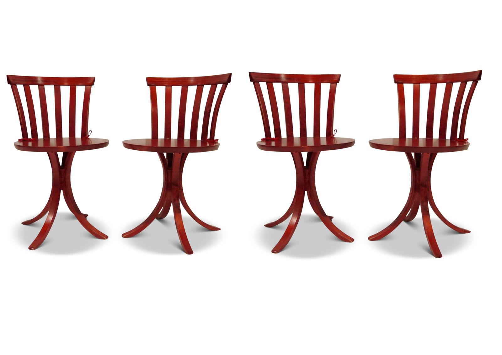 Edsbyverken Of Sweden Red Lacquered Birch Slat Back Dining Chair Designed By Jan Hallberg & Sune Formell In 1967 Four In Stock, Price Per Chair Ol photo buy