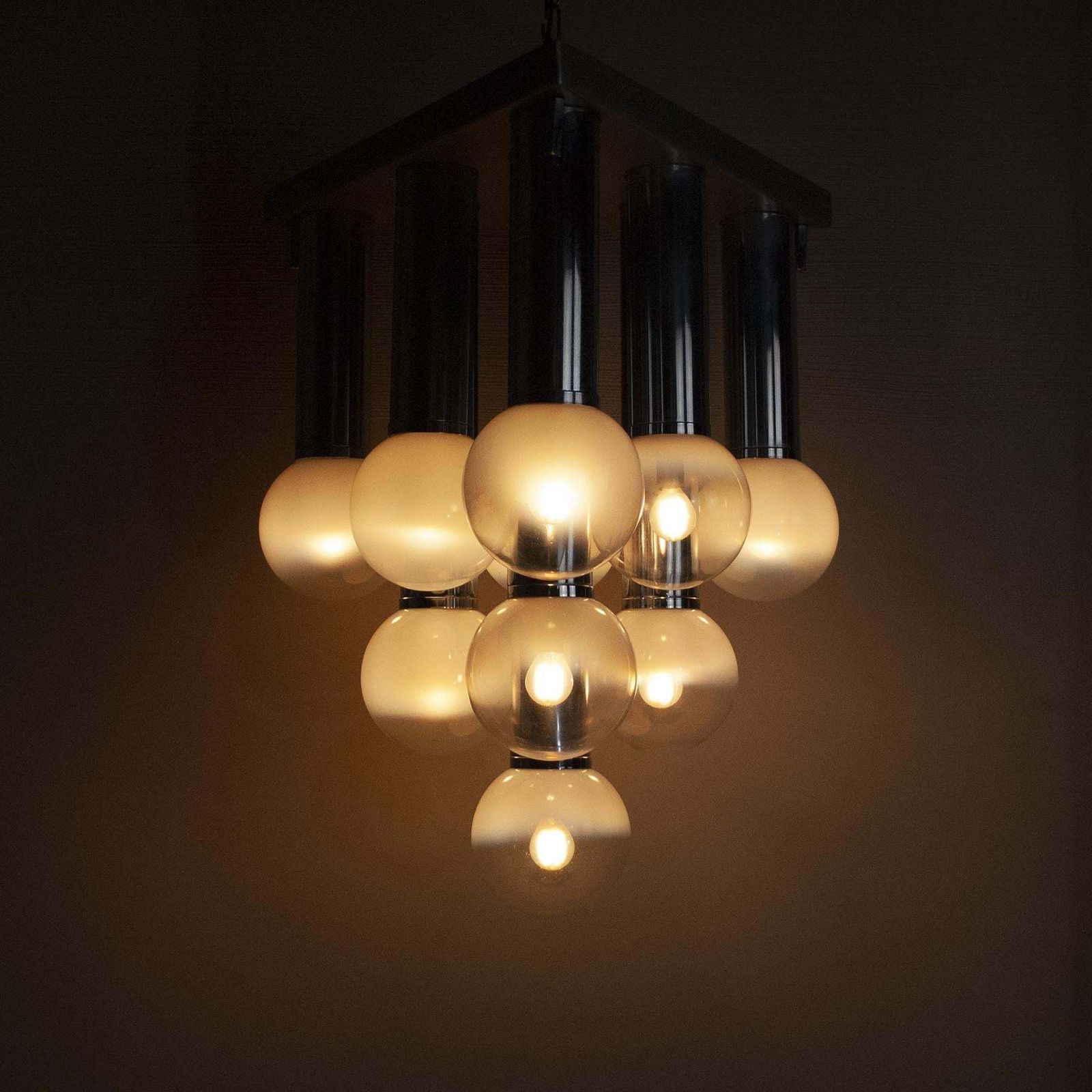 photo vinterior Goffredo Reggiani Italian Midcentury Space Age Chandelier 70's