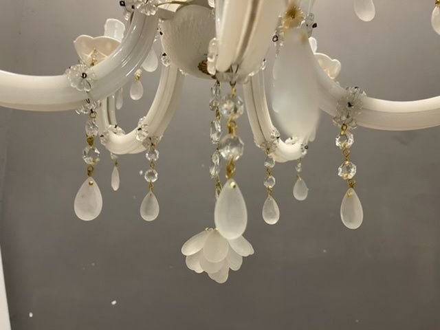 Italian White Opaline Glass Chandelier photo furniture