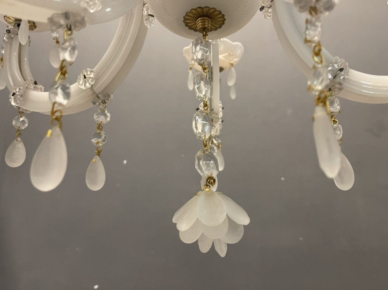 Italian White Opaline Glass Chandelier photo buy