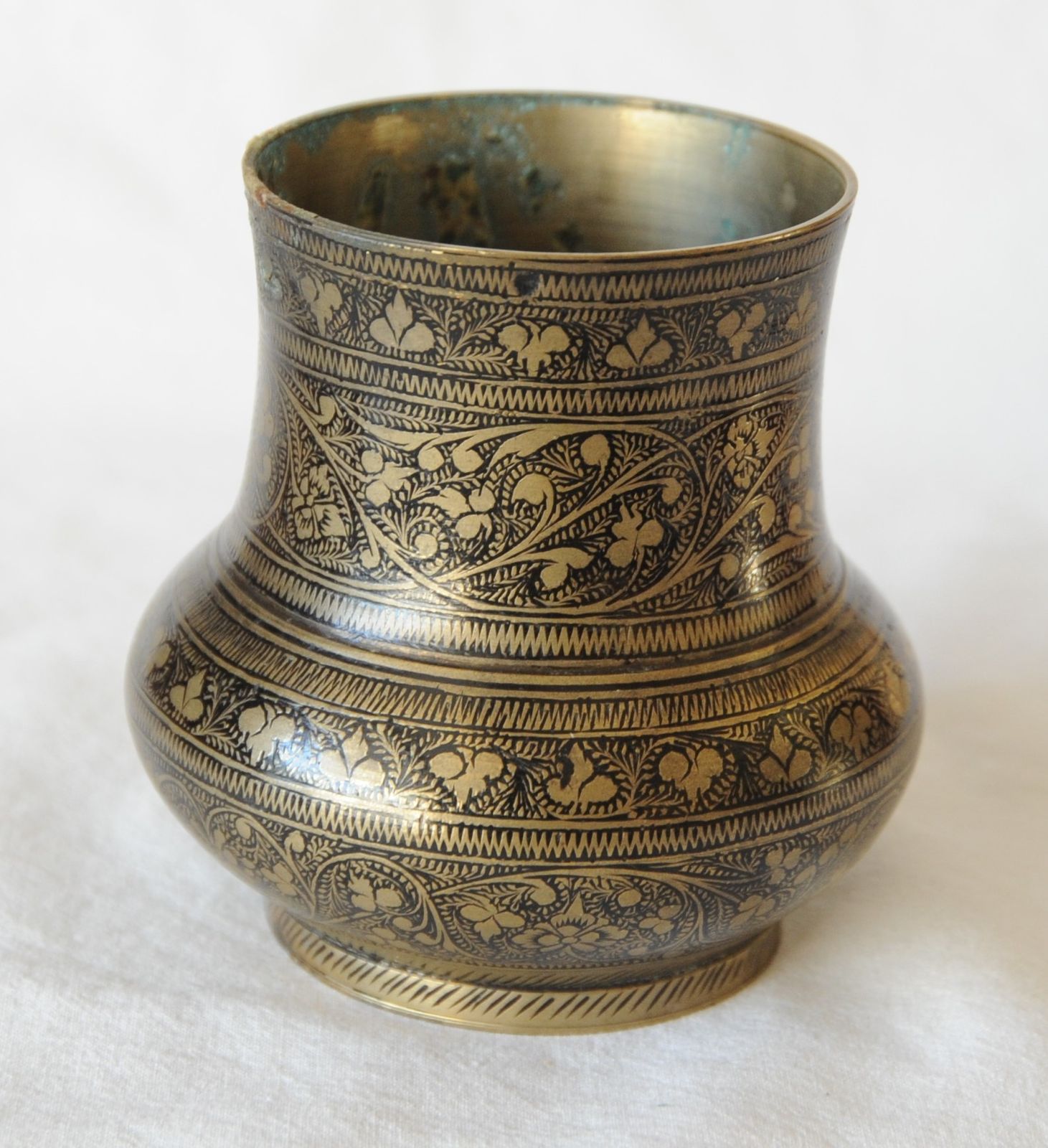 Antique Engraved Indian Brass Vase photo buy