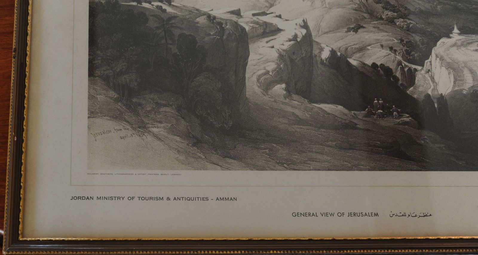 Vintage Framed Lithograph Of 'Jerusalem From The Mount Of Olives' By David Roberts photo furniture