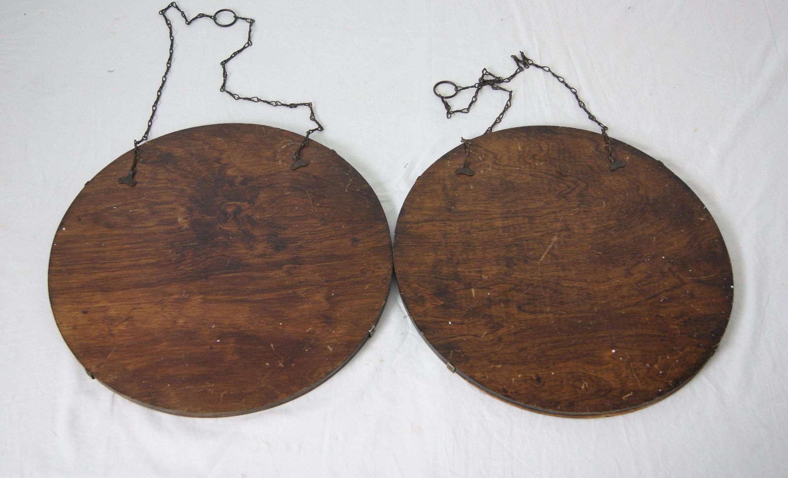 1930s Set Of Stained Glass Hand Painted Mirrored Roundels photo vintage